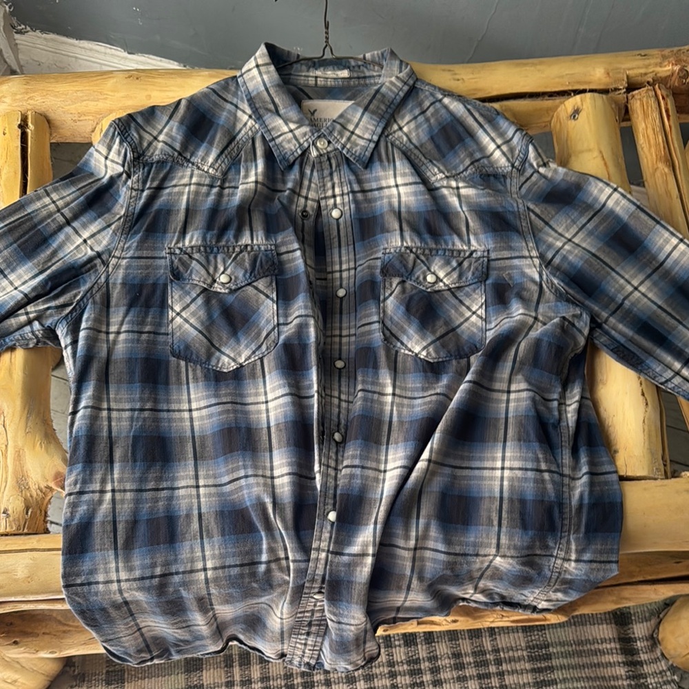 Men's Blue Plaid Shirt